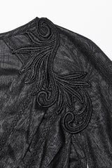 Black V Collar Lace-Up Plunging Ball Gown Women's Gothic Dress - Product - 6