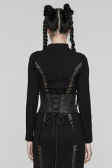 Black Lace-Up Buckle Women's Punk Underbust Corset - Product - 3