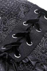 Black Ruffled Floral Embroidered Lace-Up Women's Gothic Corset - Product - 15