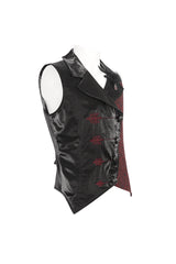 Black/Red Embossed Feather Men's Gothic Waistcoat - Product - 9