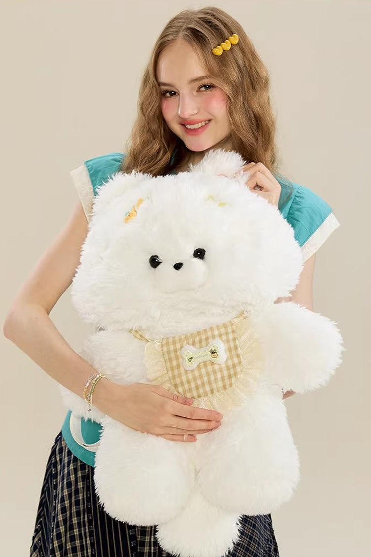 White Cute Samoyed Plush Toy Sweet Lolita Dog Backpack - Product - 4