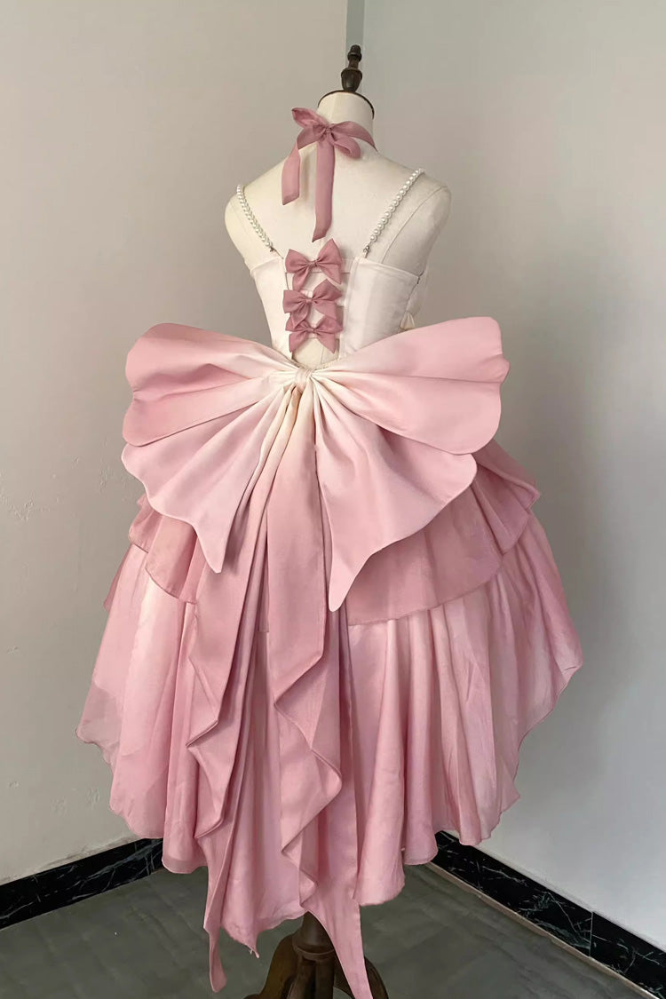 Gradient Pink Hanayome Hollow Bowknot Sweet Princess Lolita Dress - Product - 3