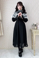 Lace Cape Long Sleeves Bowknot Slim Jirai Kei Japanese Dress 5 Colors - Product - 7