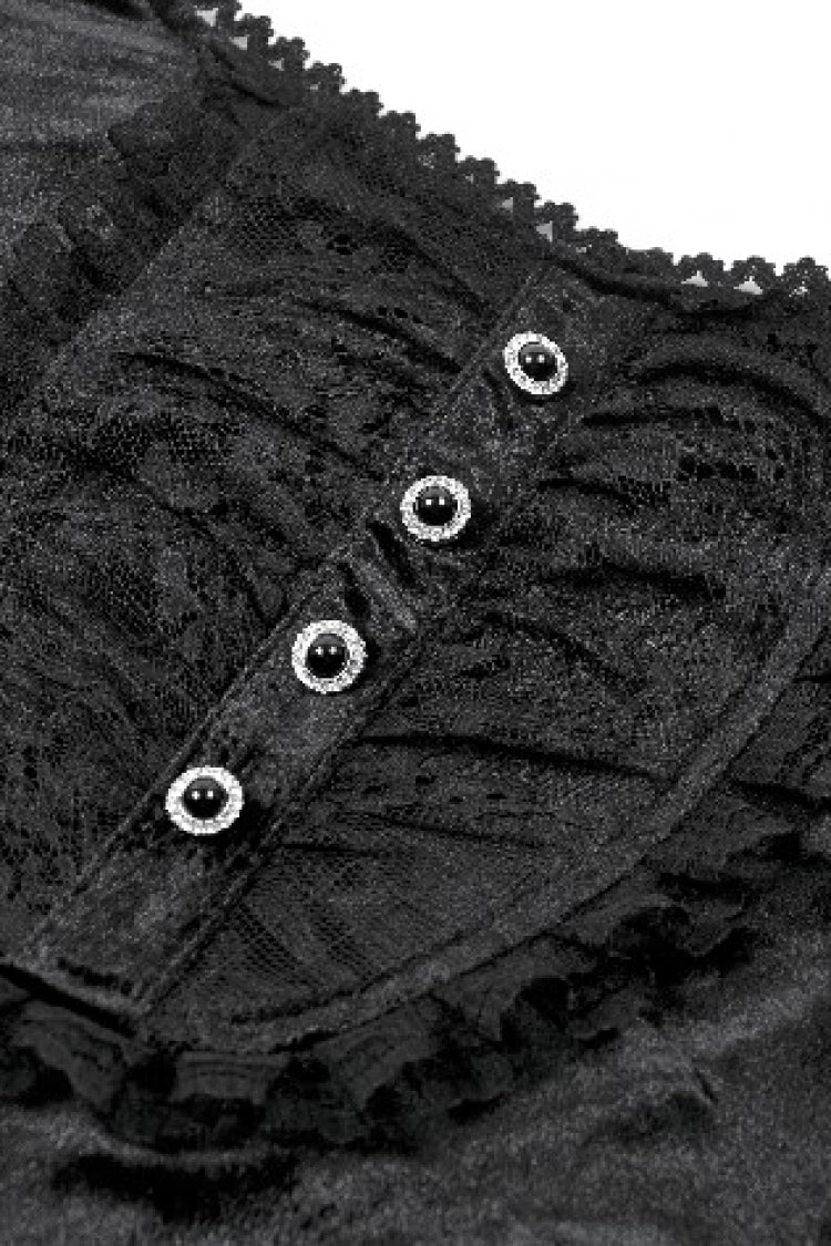 Black Square Collar Multi-Layered Lace Long Flared Sleeves Women's Gothic Palace Velvet Top - Product - 13