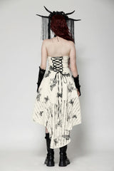 Black/White Butterfly Embroidered Lace-Up Women's Gothic High/Low Honeymoon Dress - Product - 4