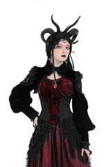 Black Long Lantern Sleeves Lace Spliced Velvet Women's Gothic Cape - Product - 5