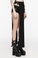 Black Rivet Buckle Women's Punk Removable Shorts - Product - 2