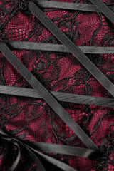 Black/Red Star Square-cut Collar Short Sleeves Lace Women's Gothic Priness Dress Graduation Dress - Product - 18