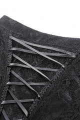Black Lace-Up Mesh Spliced Lace Women's Gothic Fishtailed Skirt - Product - 14