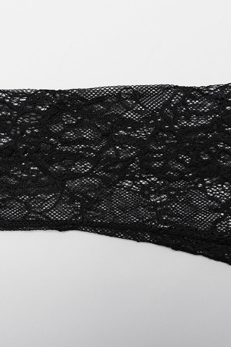 Black Long Sleeves Hollow Lace-Up Women's Gothic Dress - Product - 7