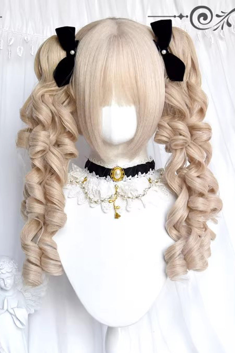 Pearl Beige Roman Curl Large Twin Ponytail Sweet Lolita Wig - Product - 2