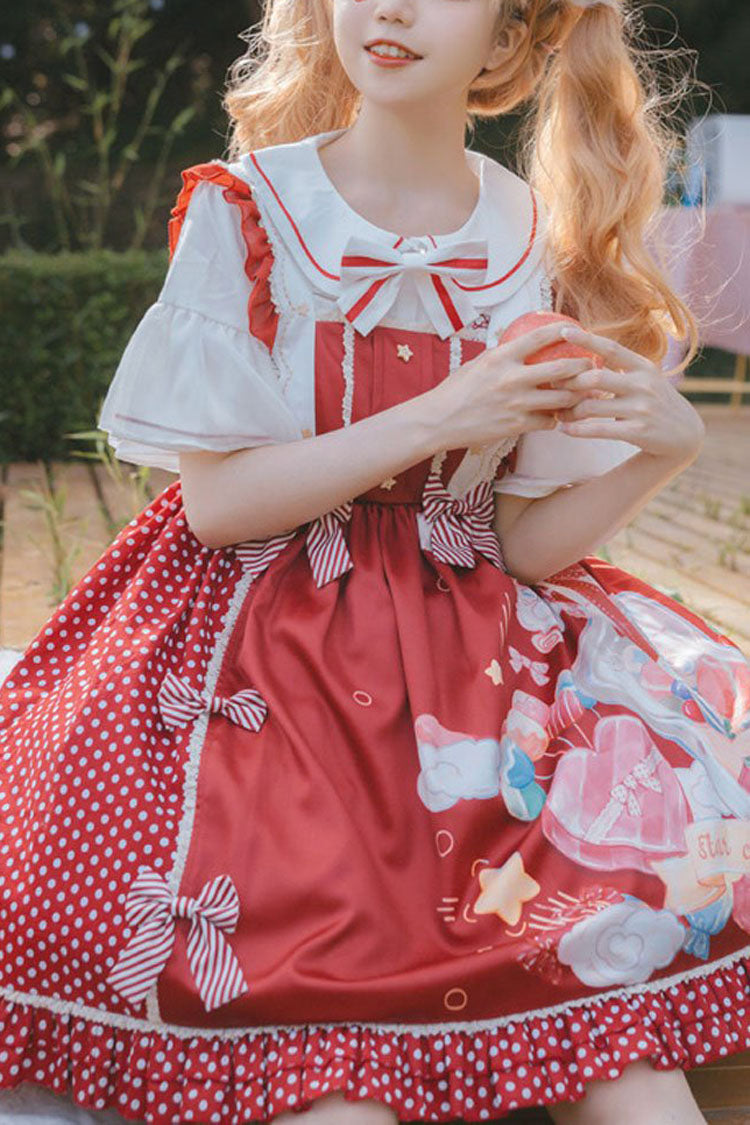 Candy Gift Polka Point Print Princess Sweet Lolita JSK Dress - Wine - 1