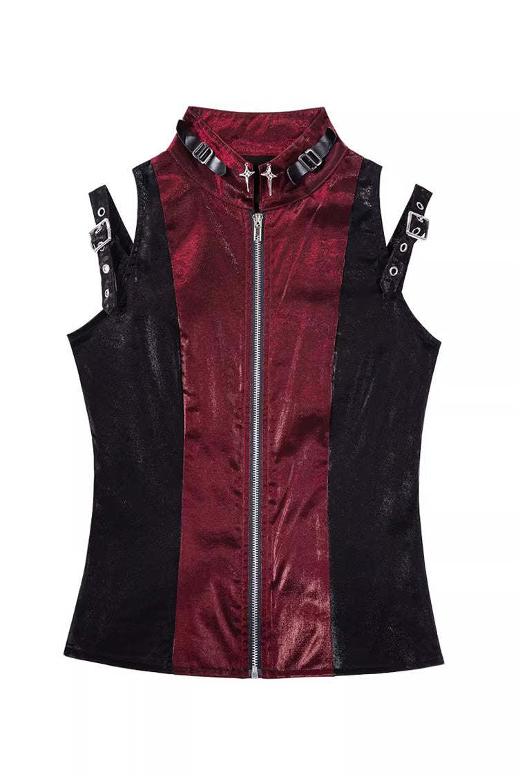 Black/Red [Chief Assassin] Lace-Up Gothic Ouji Lolita Set - Top(Only) - 13