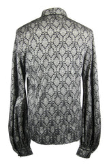 Silver Lantern Sleeves Jacquard Print Mens Gothic Blouse - Product - 7