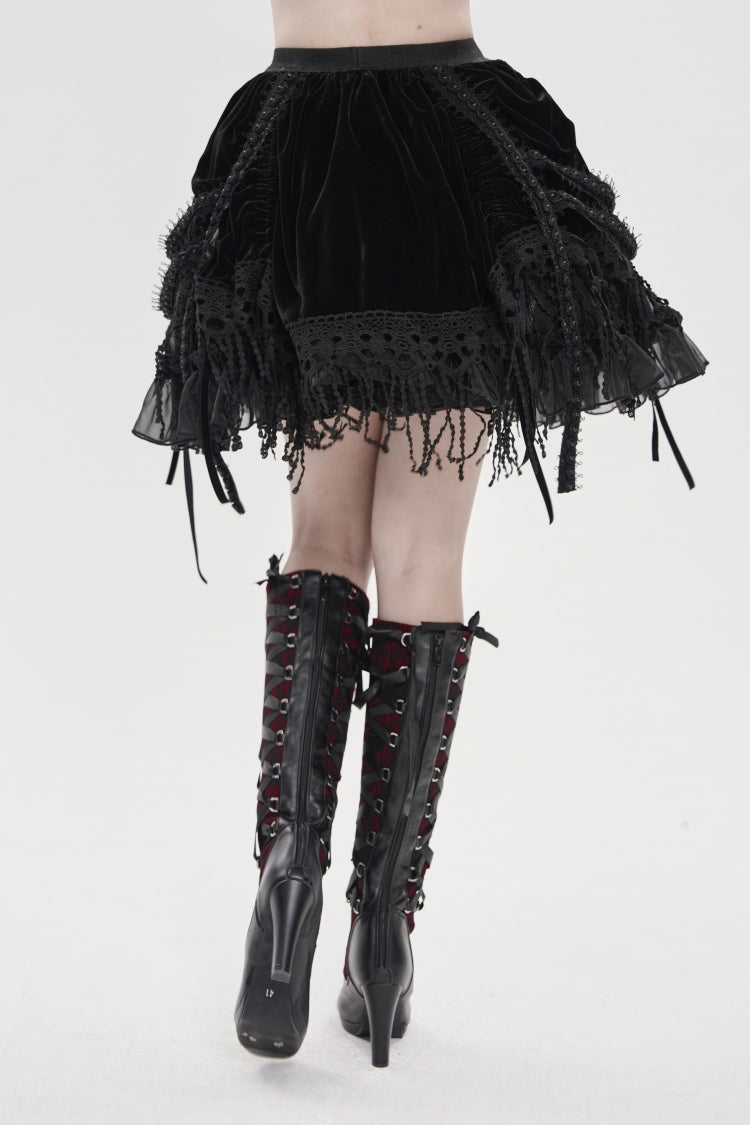 Black Multi-Layered  Tassels  Chain-Decorated Women's Gothic Skirt - Product - 11