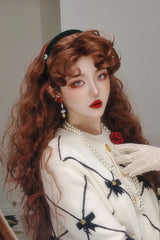 Orange-Brown Vintage Elegant Fluffy Wool Curl Lolita Wig - Product - 8