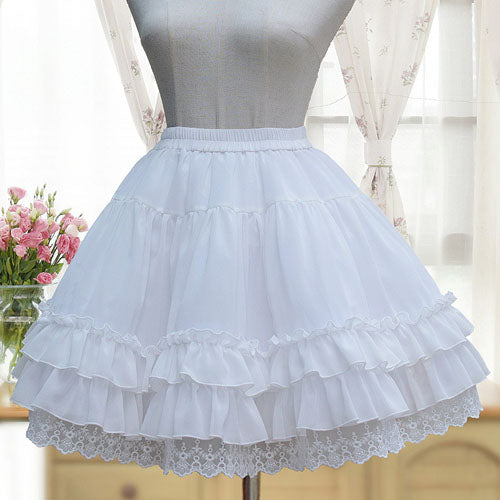 White Chiffon Puff Hard Gauze Lolita Petticoat - White - 1