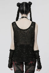 Skull Print Stitching Mesh Womens Steampunk Vest 2 Colors - Product - 3