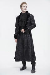 Black Stand Collar Totem Printed Long Men's Gothic Coat - Product - 4