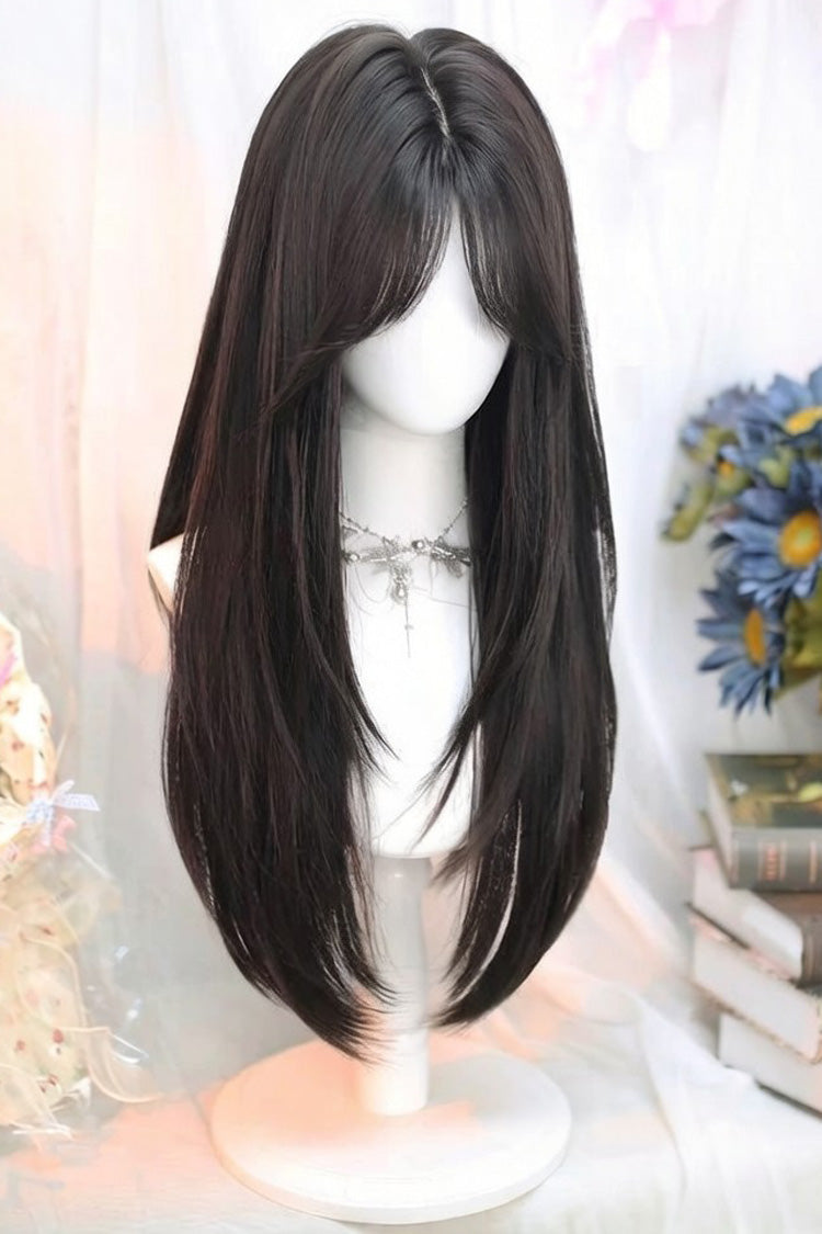 Eight Bangs Long Straight Sweet Daily Lolita Wigs 2 Colors - Product - 3
