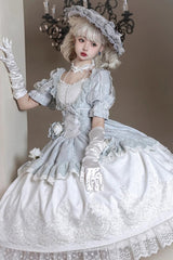 Solid Color Fairytale Dance Embroidery Bowknot Lace Sweet Elegant Princess Lolita Dress - Product - 4