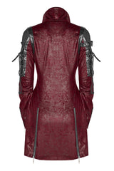 Red Metal Buckle Decoration Zipper Womens Steampunk Windbreaker Coat - Product - 10