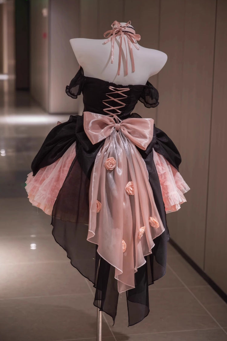 Black/Pink Multi-layer Hanayome Bowknot Fishbone Elegant Princess Sweet Lolita Jsk Dress - Product - 3