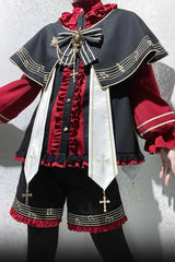 Black/Red [The Choir of The Church] Ouji Fashion Gothic Prince Lolita Set (Younger Brother Version) - Product - 9