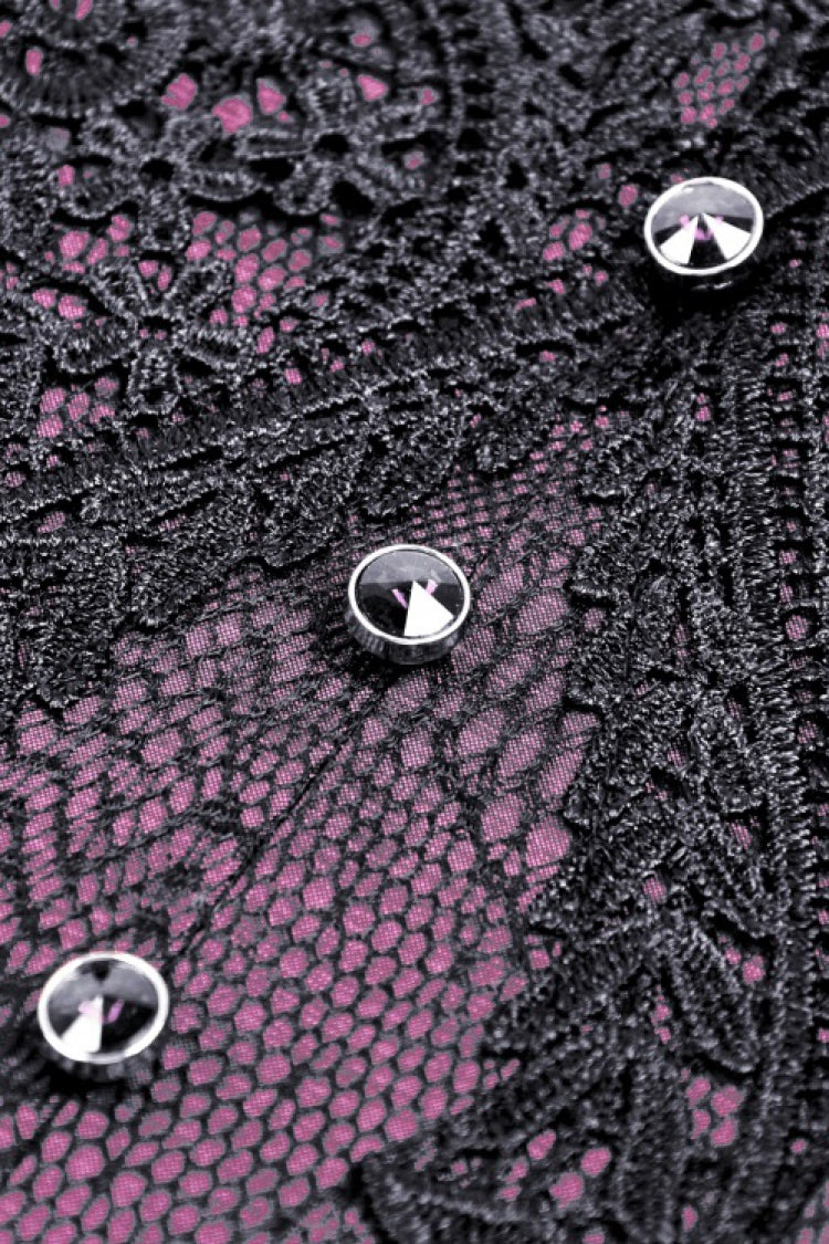 Purple Butterfly Embroidered Lace Women's Luxurious Royal Underbust Corset - Product - 16