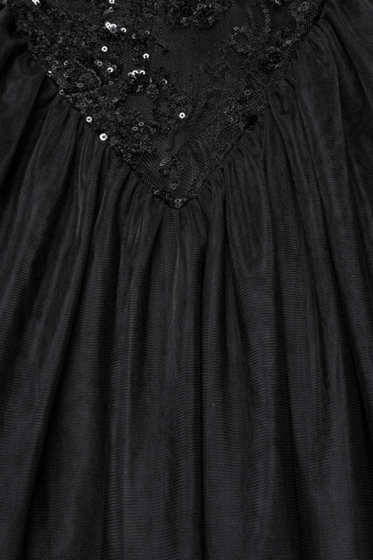 Black Off Shoulder Embroidery Lace Slim Women's Gothic Gown Fishtail Dress - Product - 6