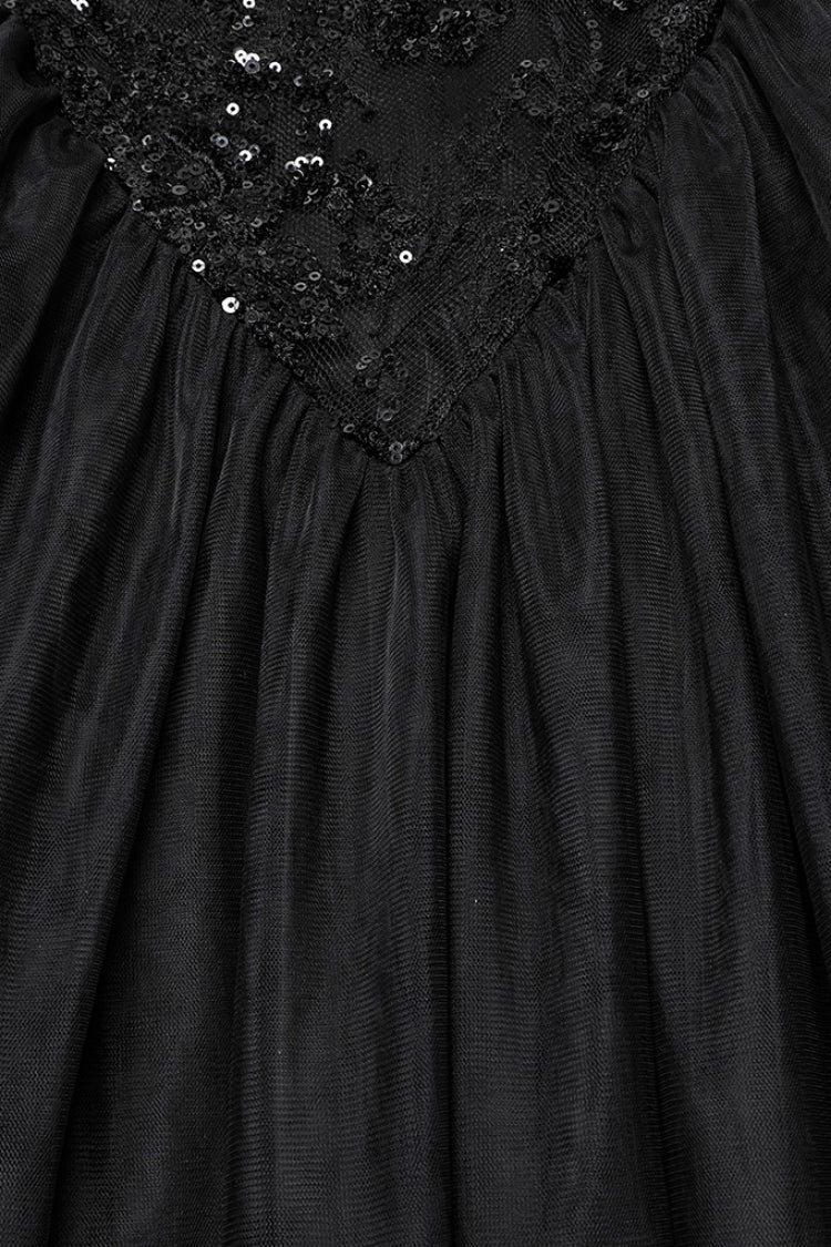 Black Off Shoulder Embroidery Lace Slim Women's Gothic Gown Fishtail Dress - Product - 6