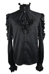 Black Vampire Ruffled Sleeves Mens Gothic Blouse - Product - 4