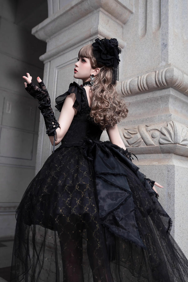 Black Elegant Bride Gorgeous Tea Party Gothic Lolita Tiered Dress - Product - 7