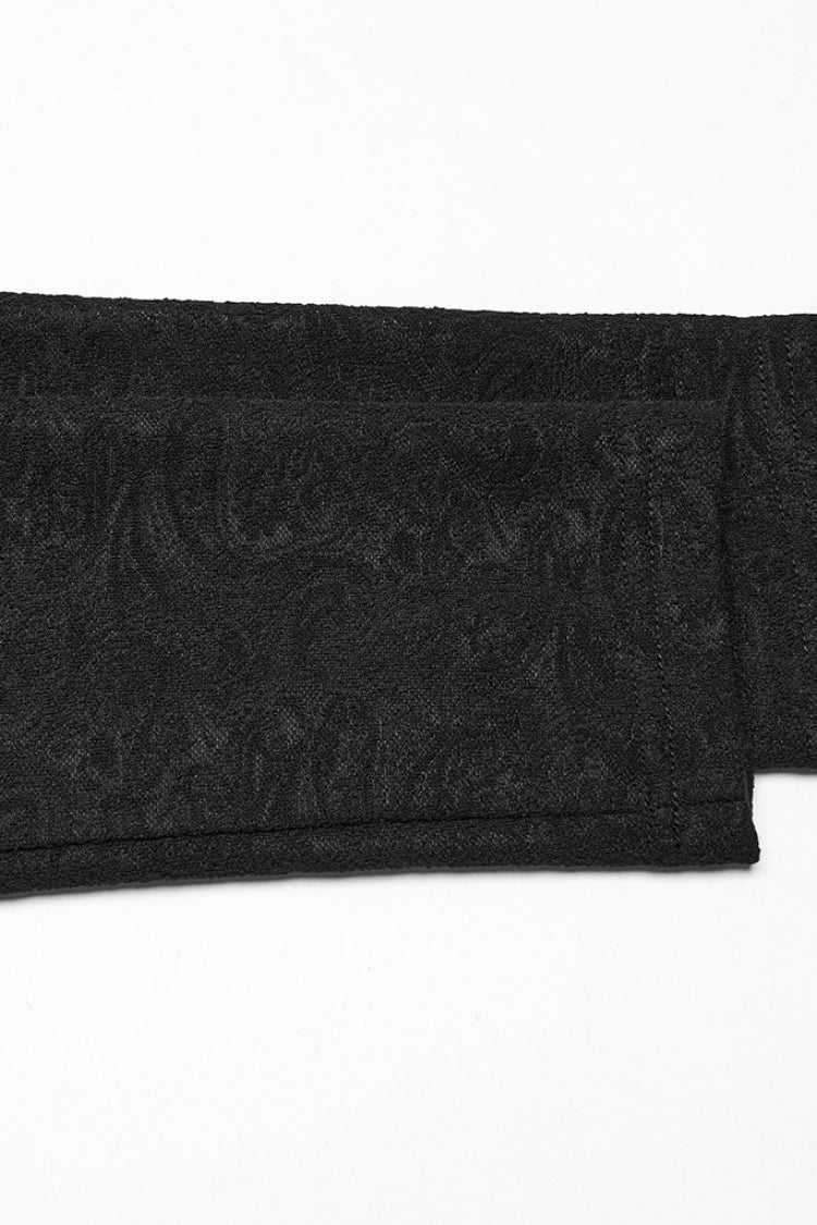 Black V Collar Long Sleeves Jacquard Embroidery Men's Gothic Blouse - Product - 7