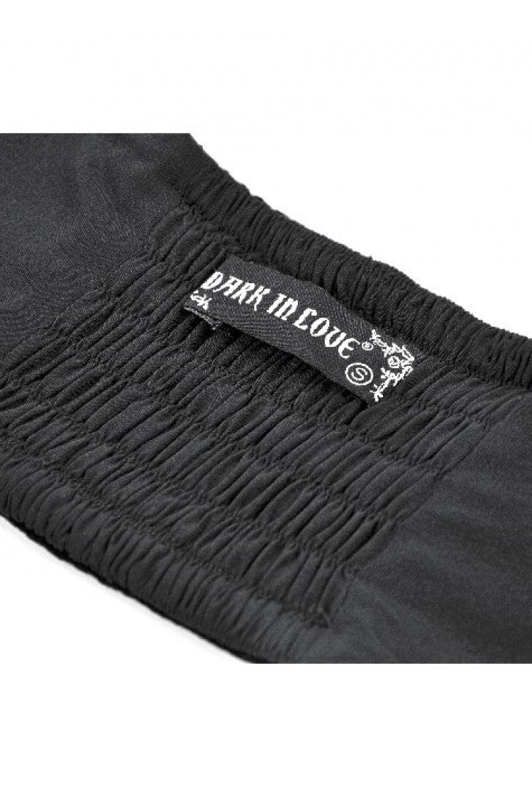 Black Embroidered Women's Gothic Royal Velvet Waist Cincher with Double Beaded Tassels - Product - 15
