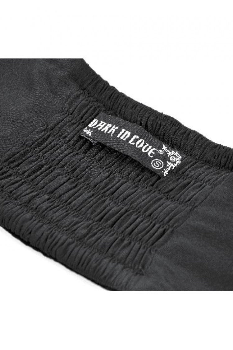 Black Embroidered Women's Gothic Royal Velvet Waist Cincher with Double Beaded Tassels - Product - 15