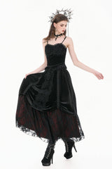 Black Lace Mesh Patchwork Velvet Women's Gothic Vintage Bustier with Beaded Tassel Drops - Product - 11