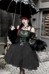 Black Green Elegant Bowknot Long Sleeves Gothic Lolita Jsk Dress - Product - 2