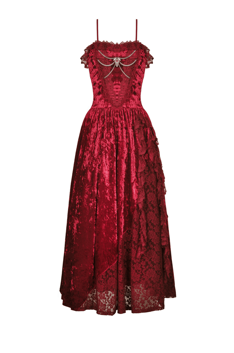 US SALE of Deep Red Velvet Maxi Dress with Cross Front Detail - image 4