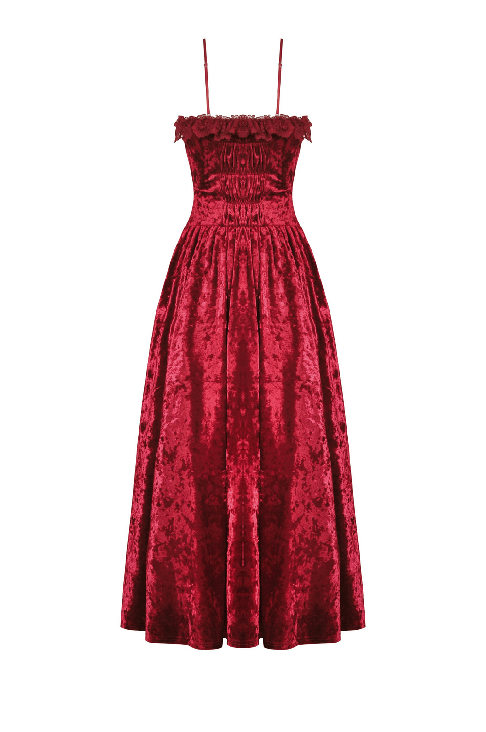 US SALE of Deep Red Velvet Maxi Dress with Cross Front Detail - image 5