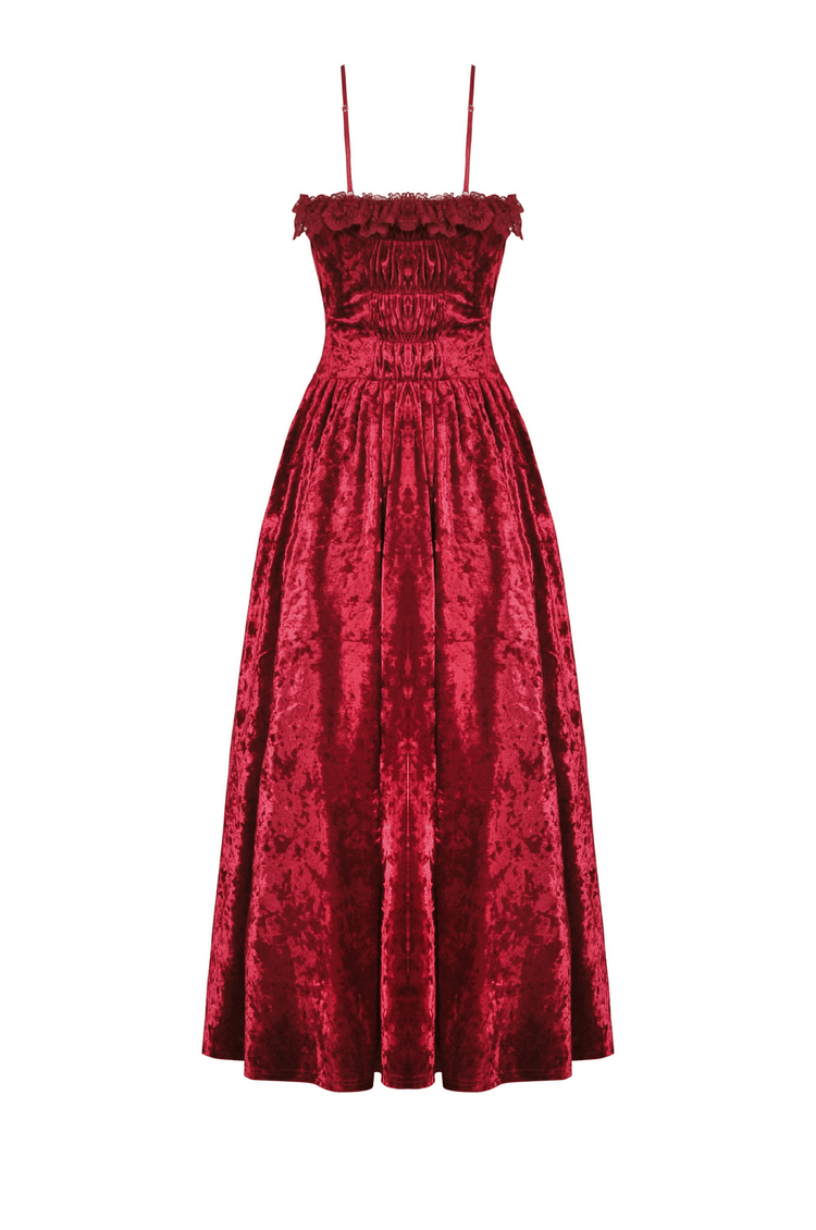 US SALE of Deep Red Velvet Maxi Dress with Cross Front Detail - image 5