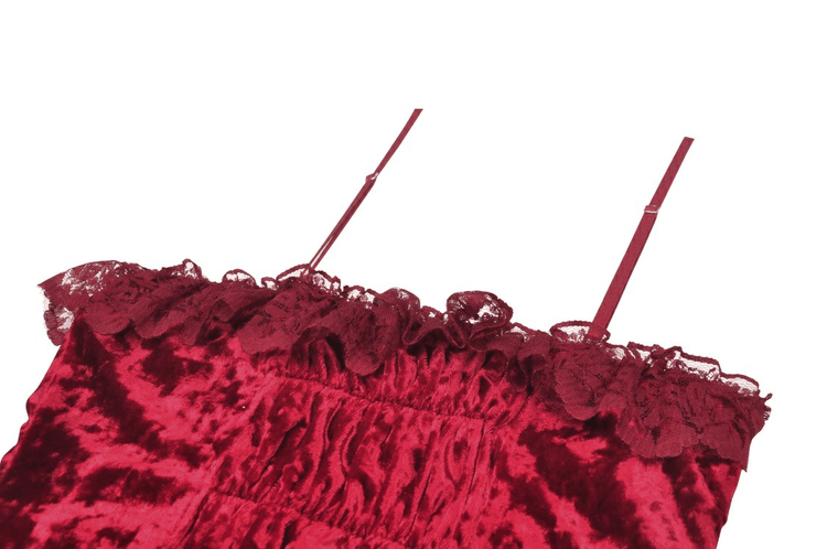 US SALE of Deep Red Velvet Maxi Dress with Cross Front Detail - image 8