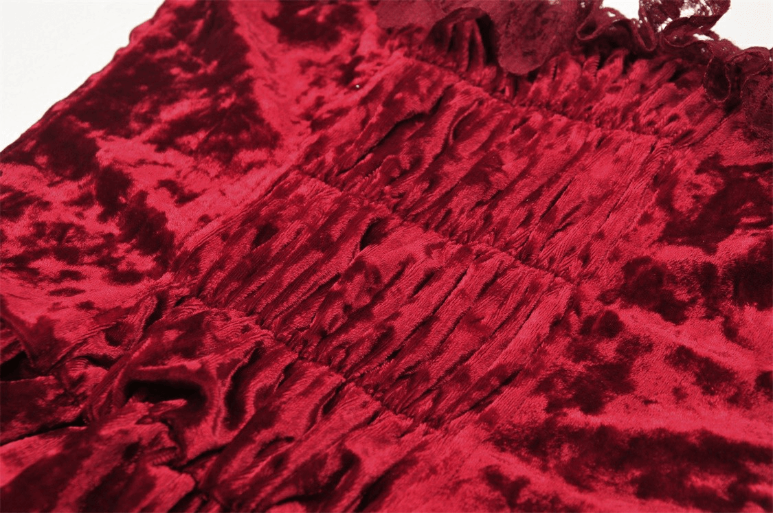Deep Red Velvet Maxi Dress with Cross Front Detail - image 11