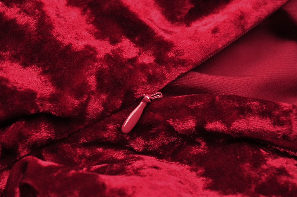 Deep Red Velvet Maxi Dress with Cross Front Detail - image 12