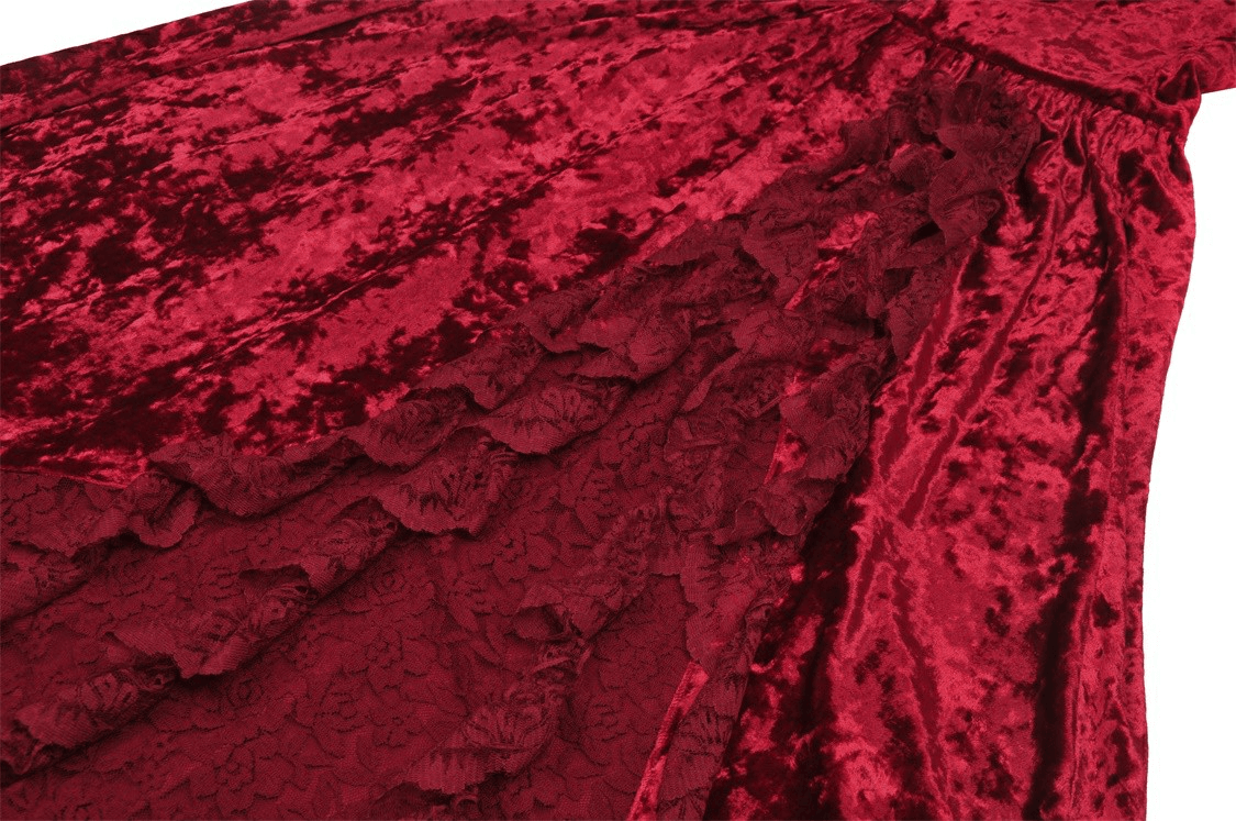 Deep Red Velvet Maxi Dress with Cross Front Detail - image 13