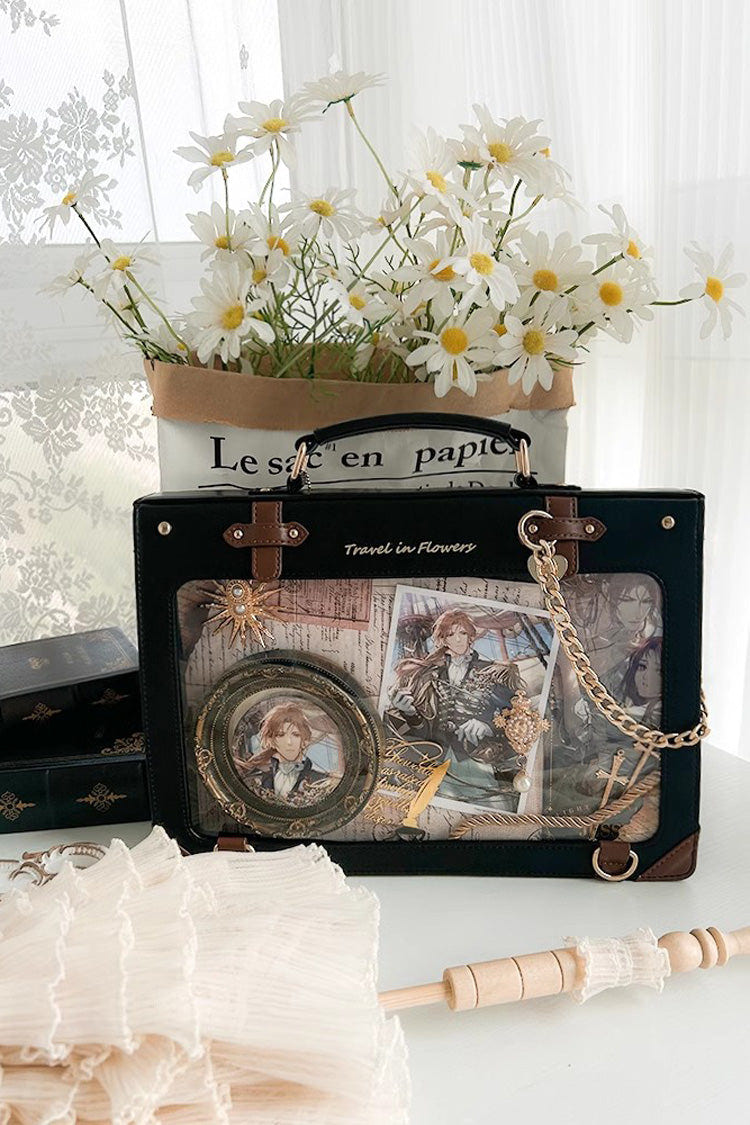 Black Travel Among Flowers College Style Sweet Lolita Handbag - Product - 5