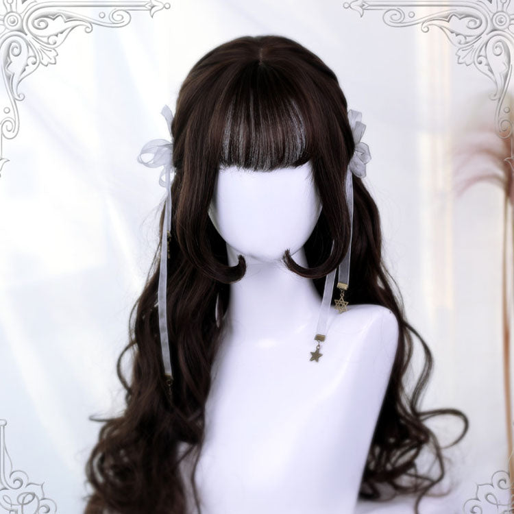 Dark Brown Big Wave Long Curly Classic Wigs - Brown - 1