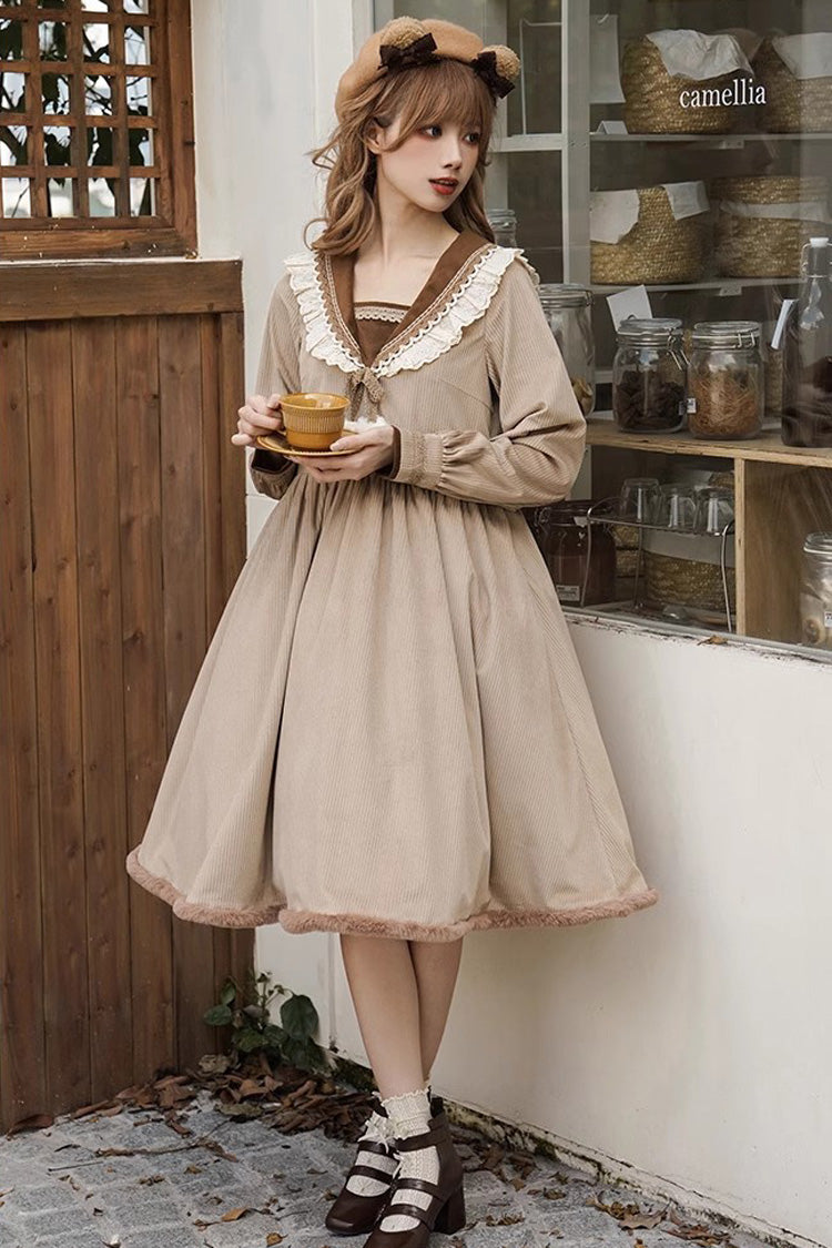 Brown Coco Diary Long Sleeves Autumn Winter Sweet Princess (Dress Only) detail view 7