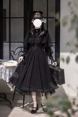Black [Enchanted Nightdream] Long Sleeves Bowknot Lace Gothic Elegant Lolita Dress - Product - 8