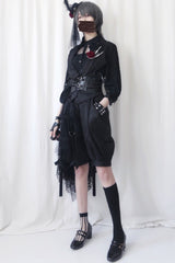 Black Spider Web Diamond Lace Gothic Ouji Lolita Clothing - Black - 1